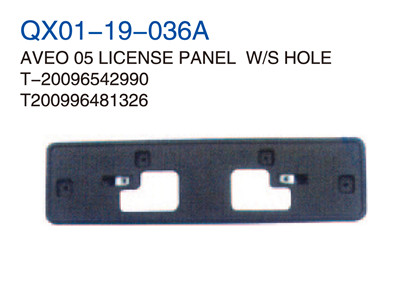 AVEO 05" LICENSE PANEL W/S HOLE