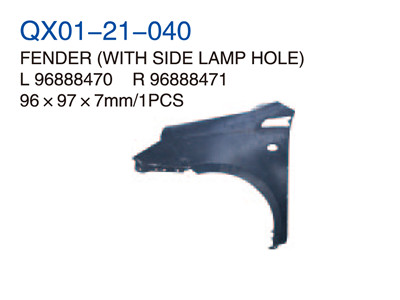 FENDER WITH SIDE LAMP HOLE