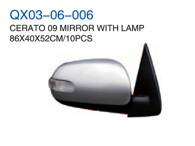 CERATO 09" MIRROR WITH LAMP